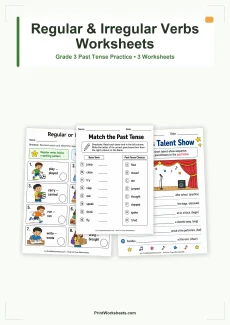 Grammar Worksheets Worksheet - Regular and Irregular Verbs Worksheets for Grade 3 – Free Printable PDF | Free Printable