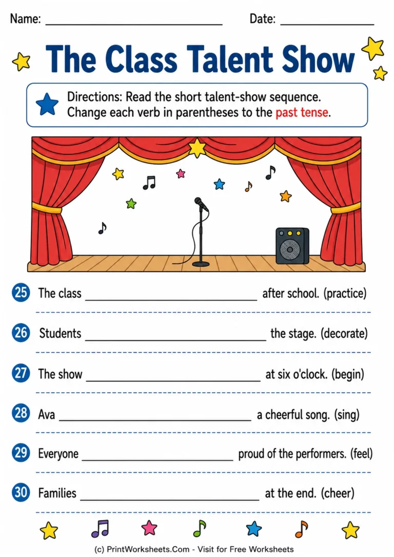 The Class Talent Show printable worksheet