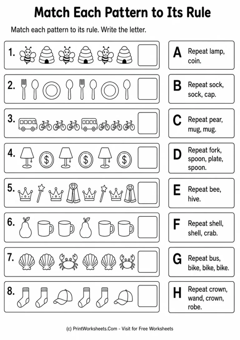 Match Each Pattern to Its Rule Match Each Pattern to Its Rule printable worksheet