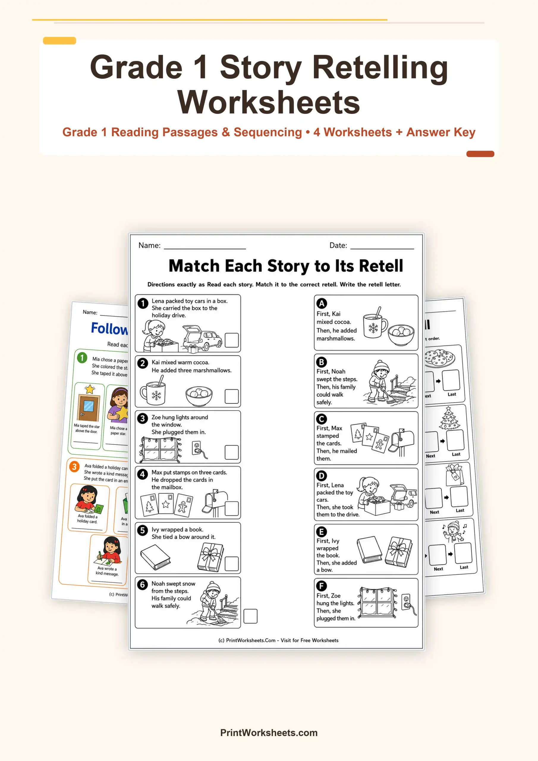 Reading Comprehension Worksheet - Retell the Story Reading Passages for Grade 1 – Free Printable PDF | Free Printable