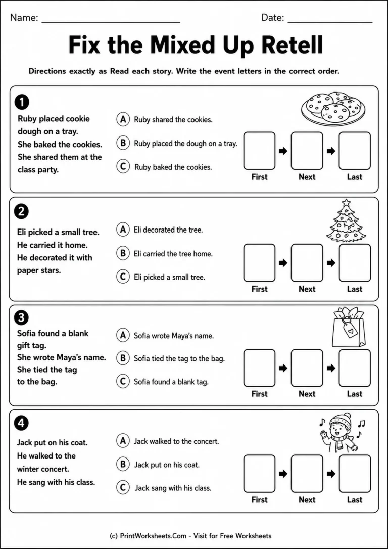 Fix the Mixed Up Retell printable worksheet