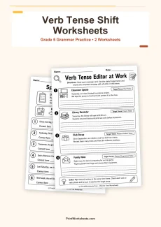 Grammar Worksheets Worksheet - Shift in Verb Tense Correction Worksheets for Grade 5 – Free Printable PDF | Free Printable