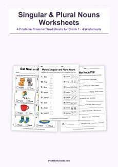 Grammar Worksheets Worksheet - Singular and Plural Nouns Worksheets for Grade 1 – Free Printable PDF | Free Printable
