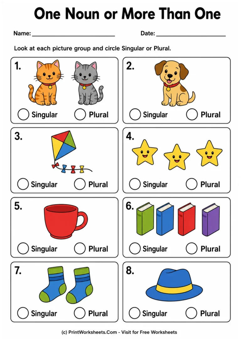 One Noun or More Than One One Noun or More Than One printable worksheet