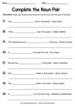Complete the Noun Pair printable worksheet