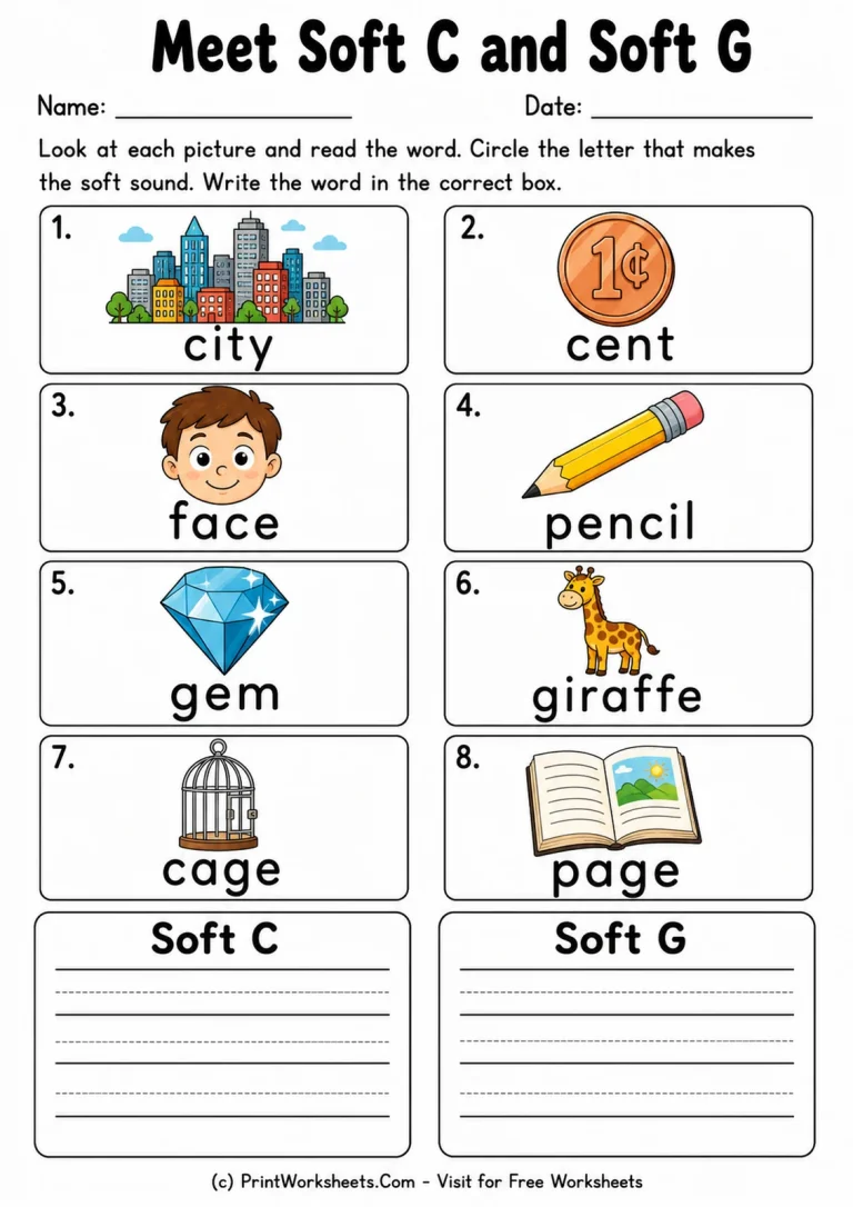 Meet Soft C and Soft G Meet Soft C and Soft G printable worksheet