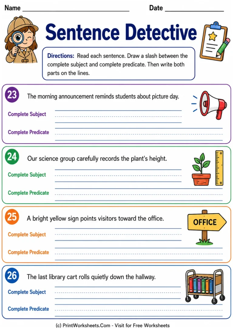Sentence Detective Sentence Detective printable worksheet