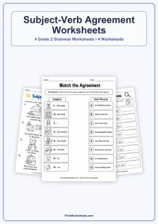 Grammar Worksheets Worksheet - Subject-Verb Agreement Worksheets for Grade 2 – Free Printable PDF | Free Printable