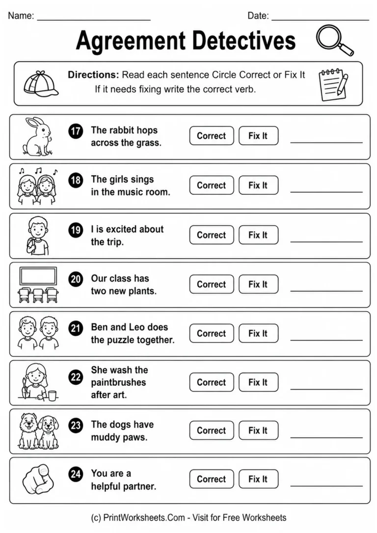 Agreement Detectives Agreement Detectives printable worksheet