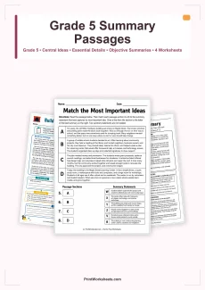 Reading Comprehension Worksheet - Summarize Complex Text Passages for Grade 5 – Free Printable PDF | Free Printable