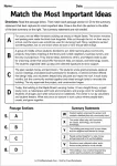 Match the Most Important Ideas printable worksheet