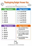 Thanksgiving Budget Answer Key answer key