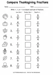 Compare Thanksgiving Fractions printable worksheet