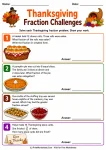 Thanksgiving Fraction Challenges printable worksheet