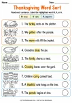 Thanksgiving Word Sort printable worksheet