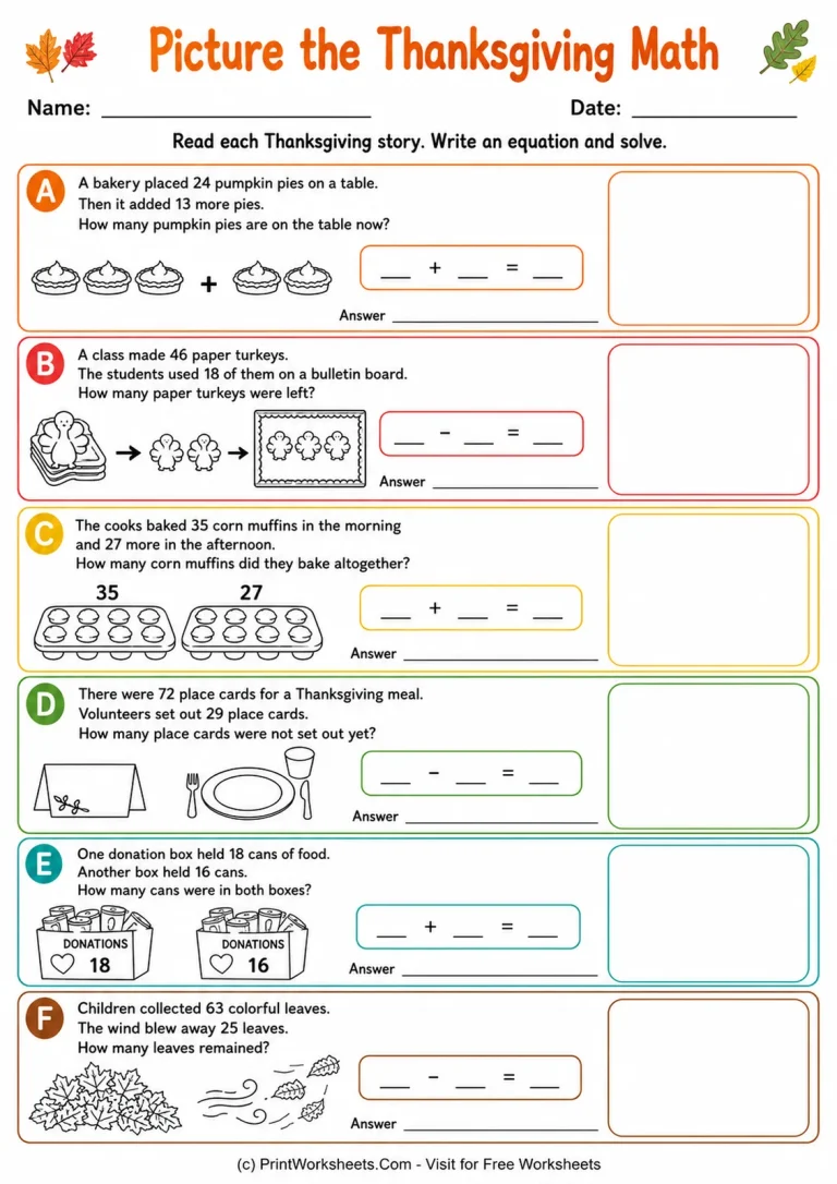 Picture the Thanksgiving Math Picture the Thanksgiving Math printable worksheet