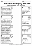 Match the Thanksgiving Main Ideas printable worksheet