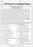 Think Beyond the Thanksgiving Passage printable worksheet