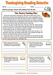 Thanksgiving Reading Detective printable worksheet