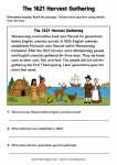 The 1621 Harvest Gathering printable worksheet