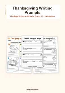 Thanksgiving Worksheets Worksheet - Thanksgiving Writing Prompts for Grades 1-3 | Free Printable