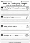 Finish the Thanksgiving Thoughts printable worksheet