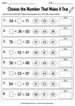 Choose the Number That Makes It True printable worksheet