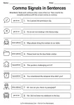 Comma Signals in Sentences printable worksheet