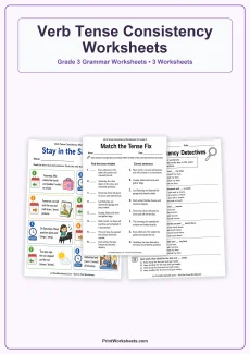 Grammar Worksheets Worksheet - Verb Tense Consistency Worksheets for Grade 3 – Free Printable PDF | Free Printable