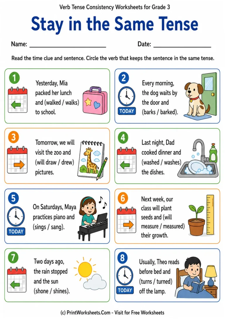 Stay in the Same Tense Stay in the Same Tense printable worksheet