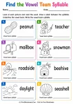 Find the Vowel Team Syllable printable worksheet