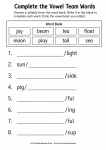 Complete the Vowel Team Words printable worksheet