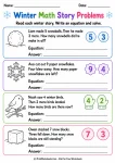 Winter Math Story Problems printable worksheet