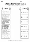 Match the Winter Stories printable worksheet