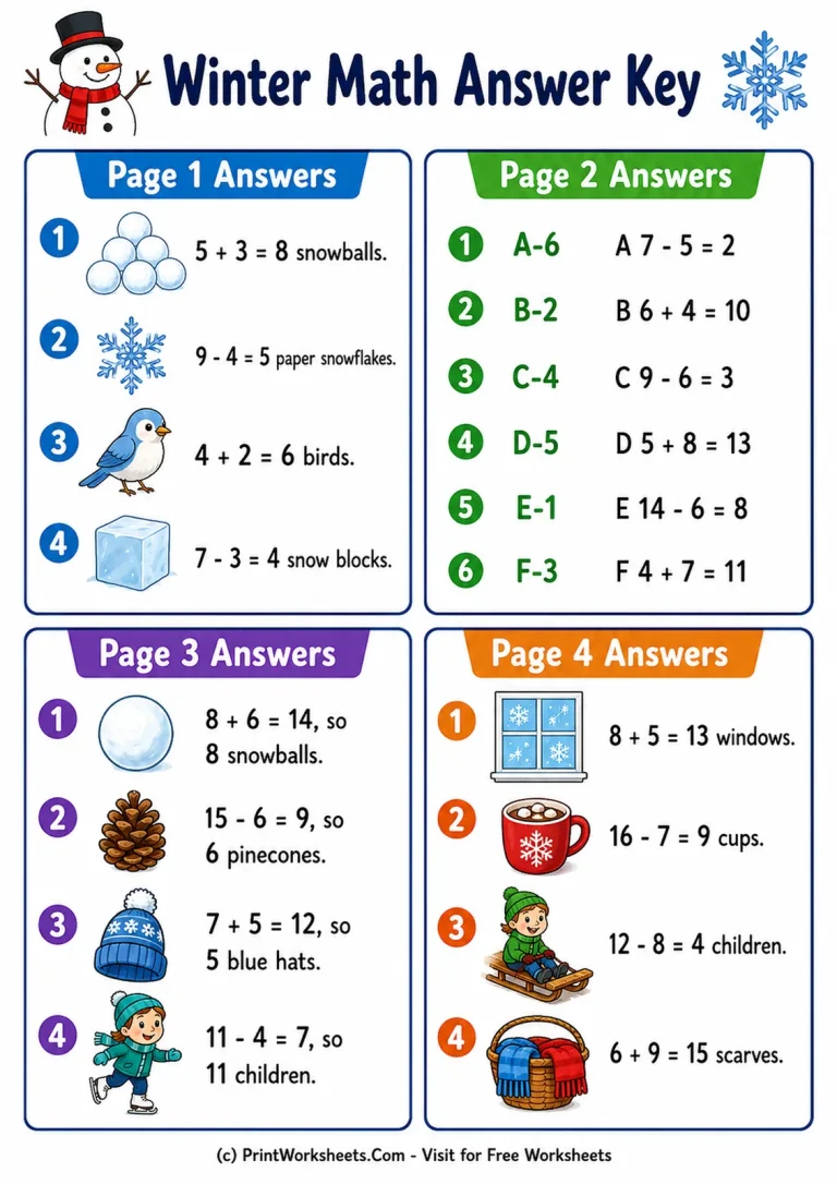 Winter Math Answer Key Winter Math Answer Key answer key