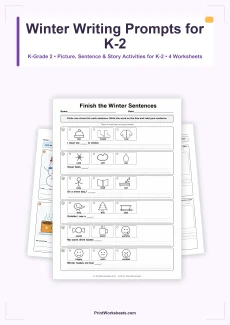 Winter Worksheets Worksheet - Winter Writing Prompts for Kindergarten to Grade 2 – Free Printable PDF | Free Printable