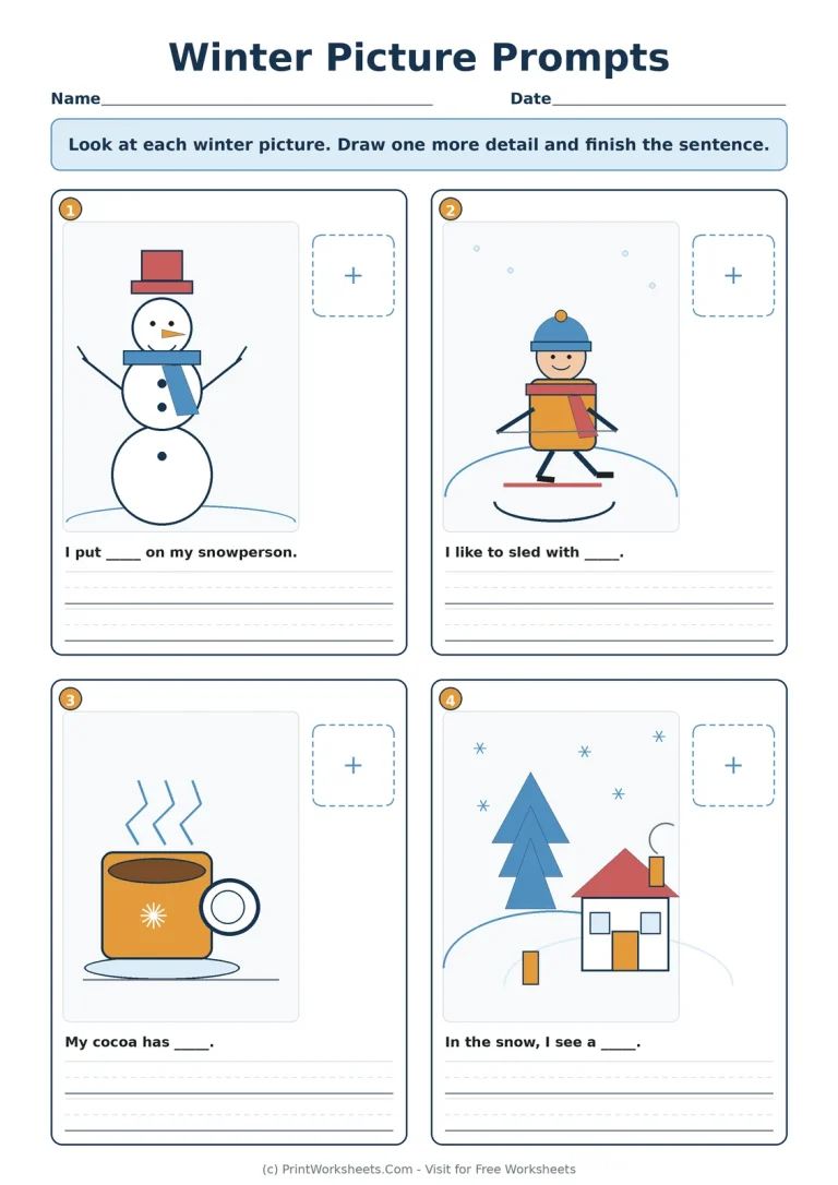 Winter Picture Prompts printable worksheet