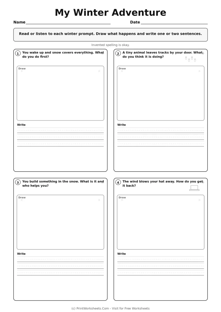 My Winter Adventure printable worksheet