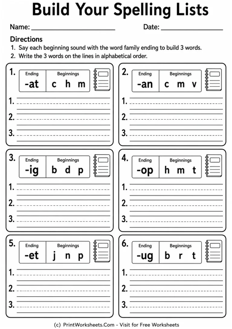 Build Your Spelling Lists Build Your Spelling Lists printable worksheet
