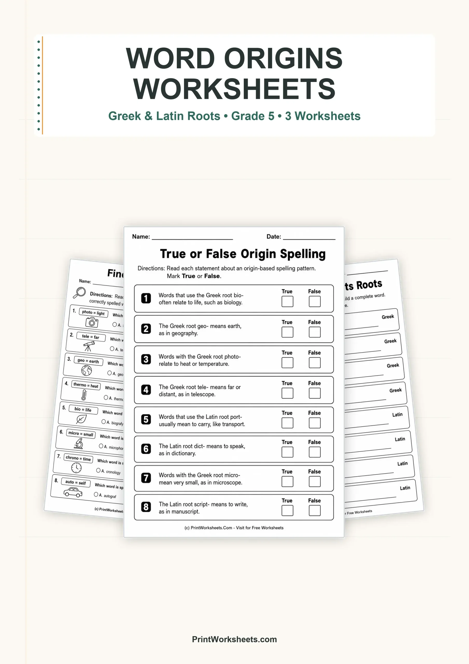 Word Origins and Spelling Patterns Worksheets for Grade 5 – Free Printable PDF - Free Printable Worksheet
