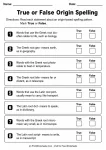 True or False Origin Spelling printable worksheet