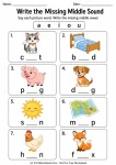Write the Missing Middle Sound printable worksheet