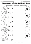 Match and Write the Middle Vowel printable worksheet