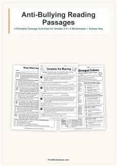 Reading Comprehension Worksheet - Anti-Bullying Reading Comprehension Passages for Grades 3–5 – Free Printable PDF | Free Printable