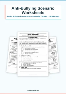 Social Emotional Learning Worksheets Worksheet - Anti-Bullying Scenario Worksheets for Grades 2–3 – Free Printable PDF | Free Printable