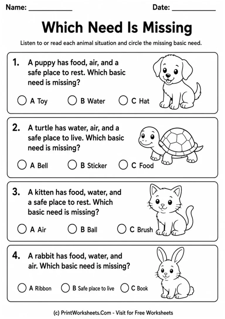 Which Need Is Missing printable worksheet
