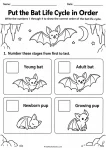 Put the Bat Life Cycle in Order printable worksheet