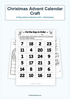 Christmas Worksheets Worksheet - Christmas Advent Calendar Craft – Free Printable Countdown Activity | Free Printable