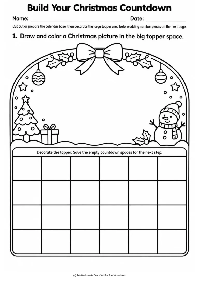 Build Your Christmas Countdown Build Your Christmas Countdown printable worksheet