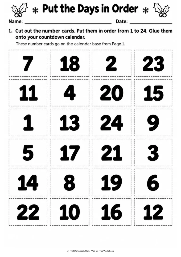 Put the Days in Order Put the Days in Order printable worksheet